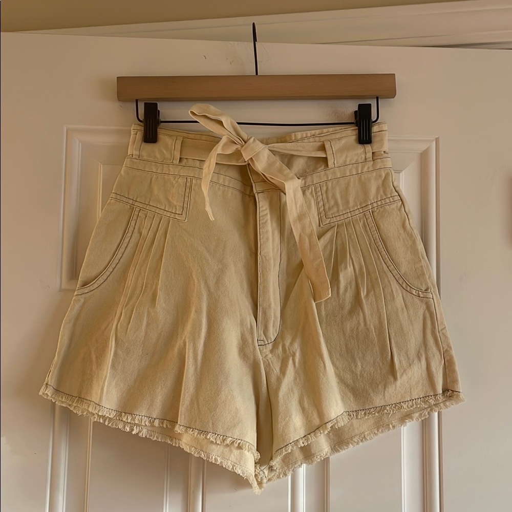 Free People Cream High Waist Shorts Sz 6